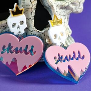 Pastel Skull Heart Earrings